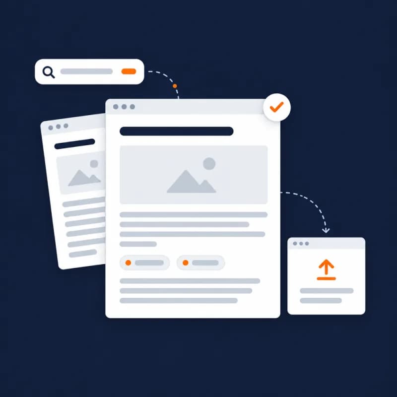 Illustration of a blog post being sent to WordPress